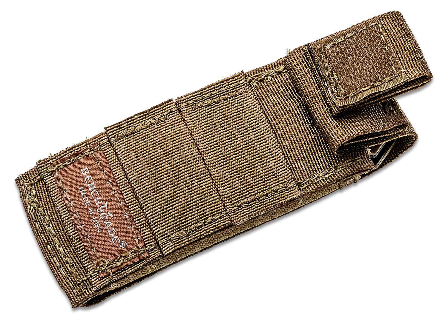 Benchmade 2750GY-3 Shane Sibert AUTO Adamas Folding Knife 3.78" CruWear Tungsten Gray Plain Blade, Desert Tan G10 Handles, Ballistic Nylon Sheath