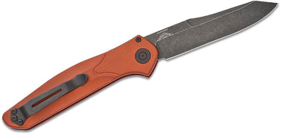 Benchmade 9400BK-03 Osborne AUTO Folding Knife 3.4" CPM-MagnaCut Black DLC Battlewashed Plain Blade, Burnt Copper Aluminum Handle