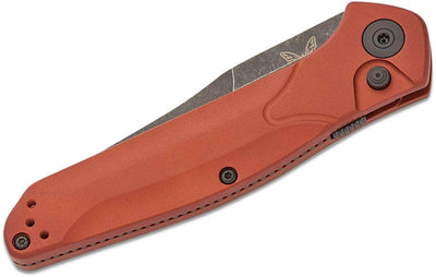 Benchmade 9400BK-03 Osborne AUTO Folding Knife 3.4" CPM-MagnaCut Black DLC Battlewashed Plain Blade, Burnt Copper Aluminum Handle