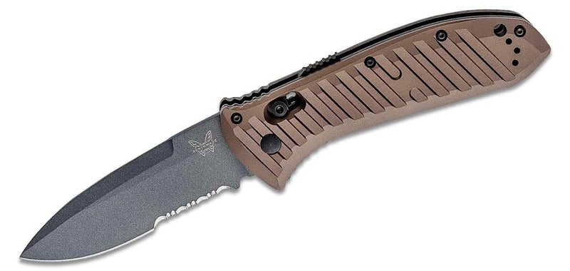 Benchmade Presidio II AUTO Folding Knife 3.72" CPM-M4 Gray Drop Point Combo Blade, Milled Burnt Bronze Aluminum Handle- 5700SGY-1