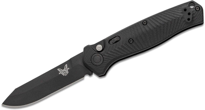 Benchmade Mediator AUTO Folding Knife 3.30" S90V Black Cerakote Plain Blade, Milled Black G10 Handle - BM-8551BK