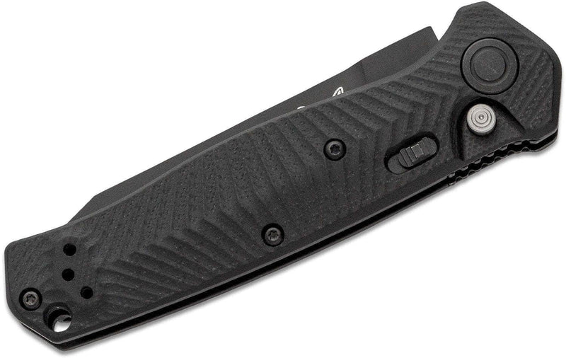 Benchmade Mediator AUTO Folding Knife 3.30" S90V Black Cerakote Plain Blade, Milled Black G10 Handle - BM-8551BK