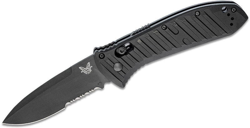 Benchmade Presidio AUTO Folding Knife 3.72" Black S30V Drop Point Combo Blade, Milled Black Aluminum Handle BM-5700SBK