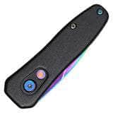 Rainbow Push Button Legal Auto Knife Black Handle PF-48RW