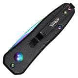 Rainbow Push Button Legal Auto Knife Black Handle PF-48RW