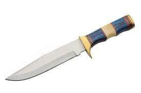 12.5" Bone/Wood Handle Outdoor Camping/Hunting Knife With Leather Sheath, White (203457)