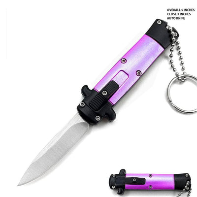 Mini Purple Key Chain OTF Knife Drop Point 99-1PR