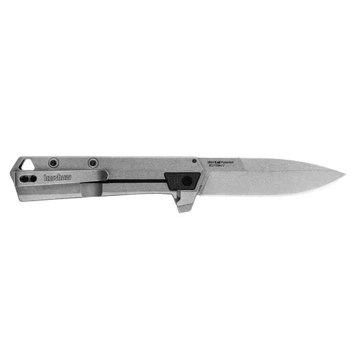 Kershaw Oblivion Assisted Folding Knife – 3.5" Stonewashed Spear Point Blade | Stainless Steel & Black GFN Handle | Model 3860