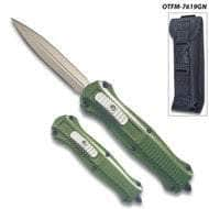 Spear Point OTF Knife Out The Front 7" Tactical Straight Edge Green Handle OTFM-7619GR