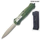 Spear Point OTF Knife Out The Front 7" Tactical Straight Edge Green Handle OTFM-7619GR