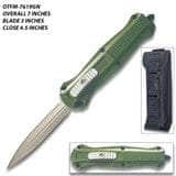 Spear Point OTF Knife Out The Front 7" Tactical Straight Edge Green Handle OTFM-7619GR