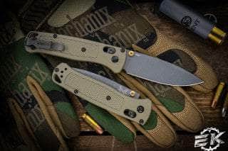 BENCHMADE BUGOUT AXIS FOLDING KNIFE RANGER GREEN 3.24" S30V DROP POINT GRAY 535GRY-1