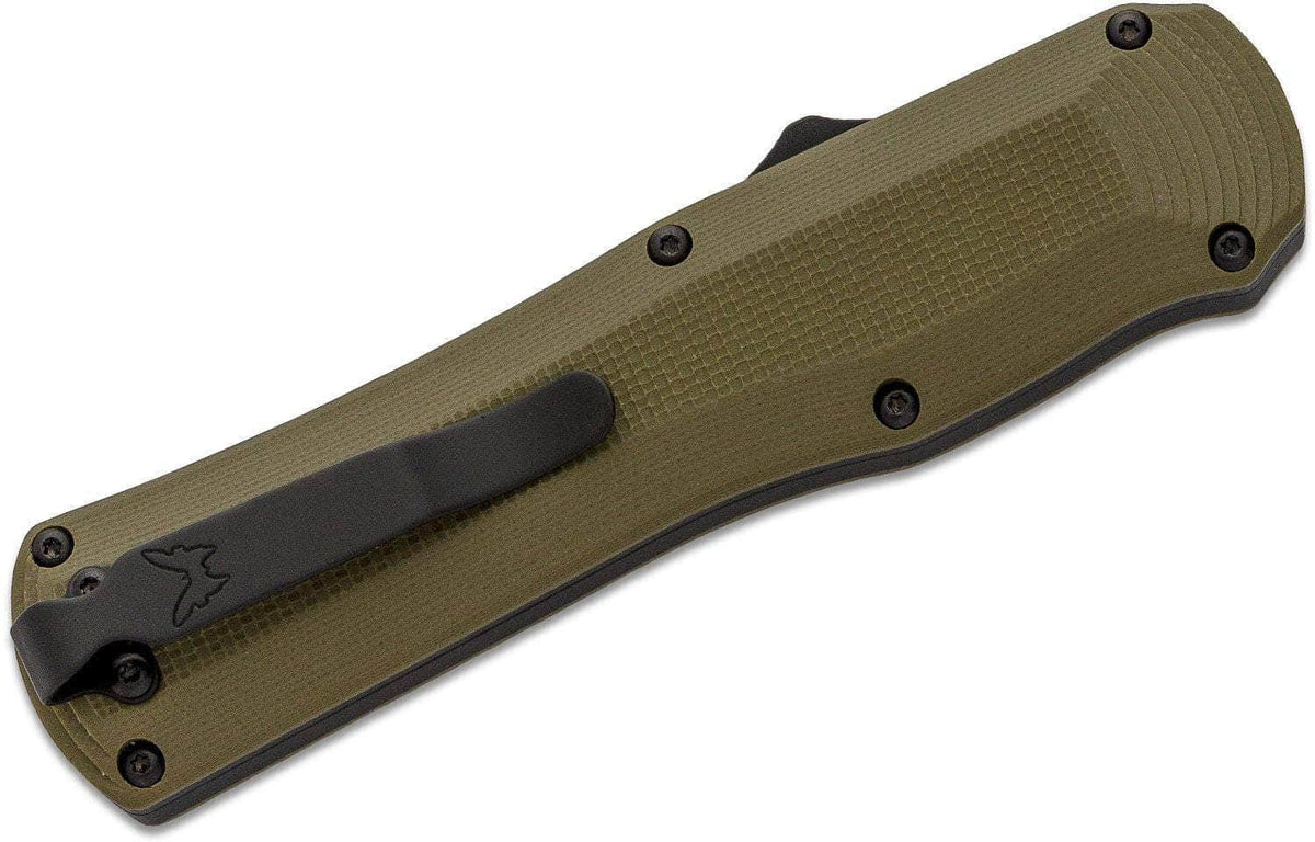 Benchmade Autocrat AUTO OTF Knife 3.71" Black DLC S30V Double Edge Dagger Blade, OD Green G10 Handles - 3400BK-1