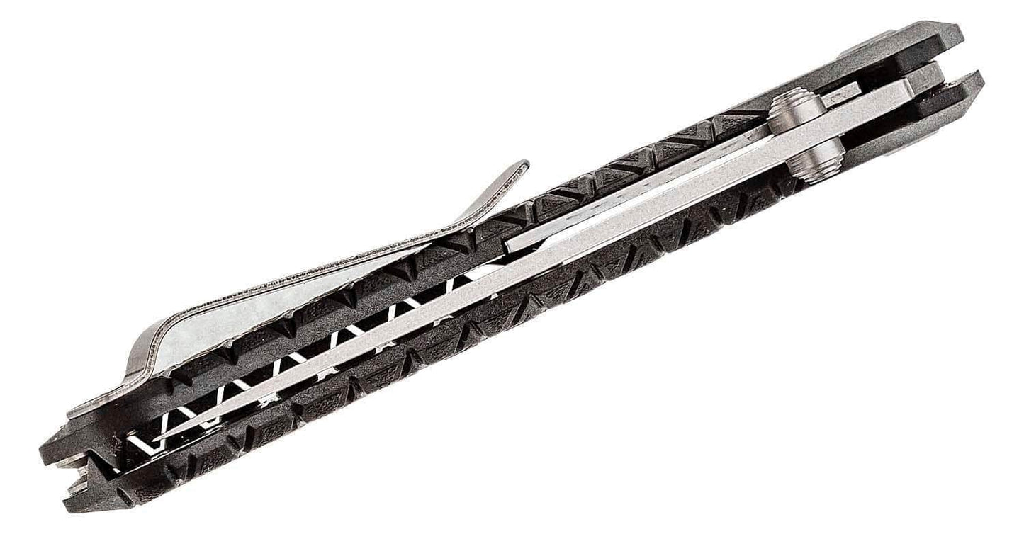 Gerber Zilch Folding Knife with Stonewashed Drop Point Plain Blade and Black GRN Handles - 30-001878