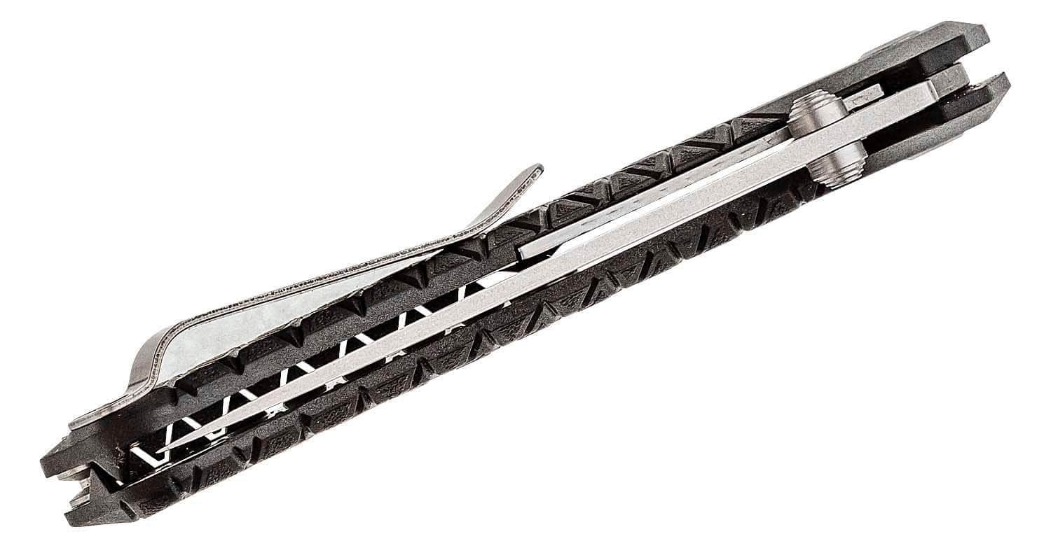 Gerber Zilch Folding Knife with Stonewashed Drop Point Plain Blade and Black GRN Handles - 30-001878