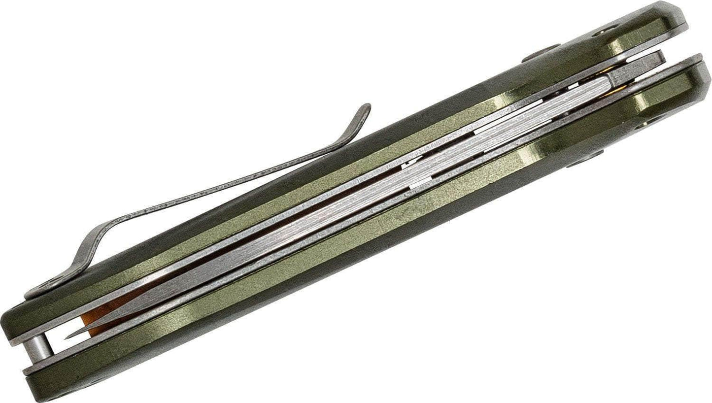 Gerber Highbrow Compact Assisted Pivot Lock Flipper Knife 2.8" Satin Drop Point Plain Blade, Green Aluminum Handles, AXIS/Crossbar Lock - 30-001526