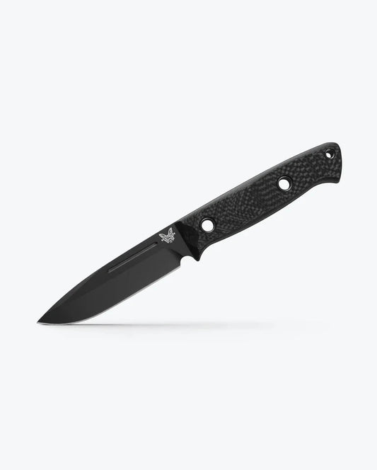 Benchmade Bushcrafter Fixed Blade Knife Black Carbon Fiber (4.4" Black) BM-163BK