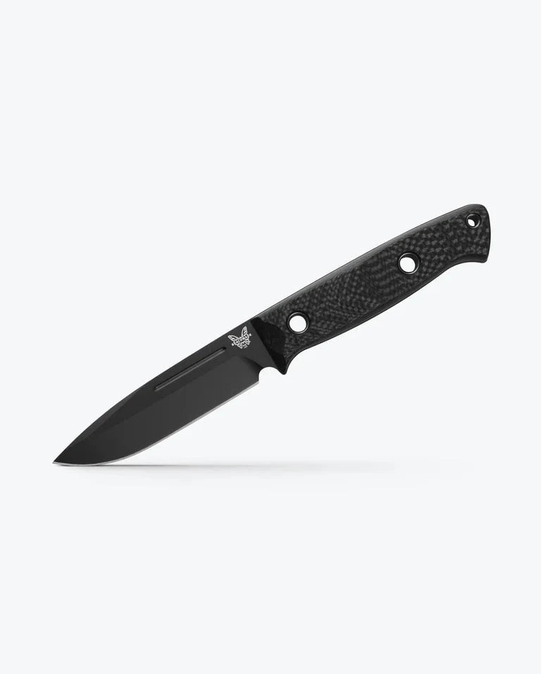 Benchmade Bushcrafter Fixed Blade Knife Black Carbon Fiber (4.4" Black) BM-163BK