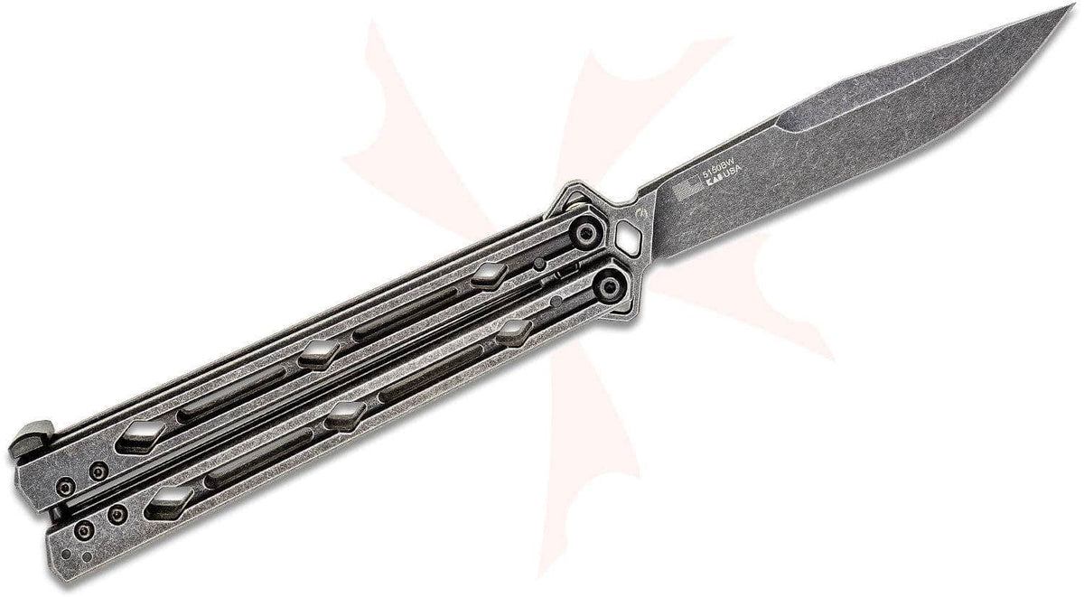 Kershaw Lucha 5150BW Butterfly Knife – 4.6" 14C28N BlackWash Blade, Stainless Steel