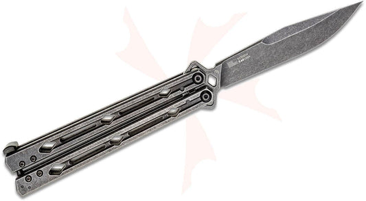 Kershaw Lucha 5150BW Butterfly Knife – 4.6" 14C28N BlackWash Blade, Stainless Steel