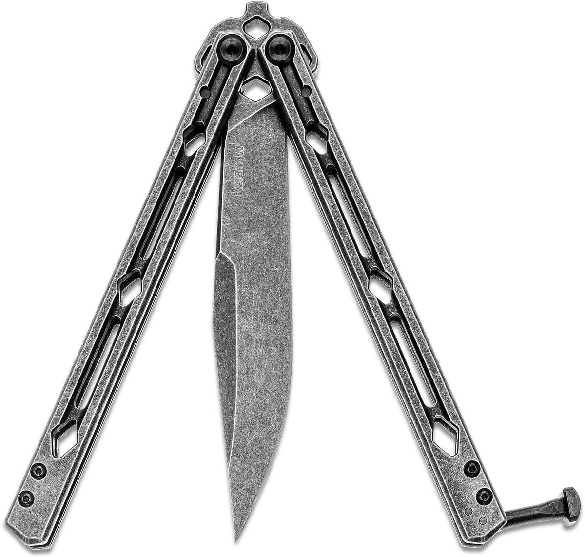 Kershaw Lucha 5150BW Butterfly Knife – 4.6" 14C28N BlackWash Blade, Stainless Steel