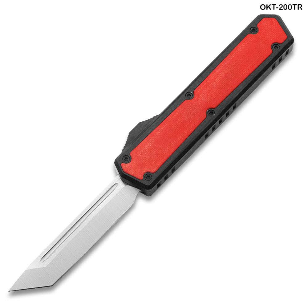 Red Strike OTF Automatic Knife OKT-200TR | 3” D2 Tanto Red/Black Aluminum