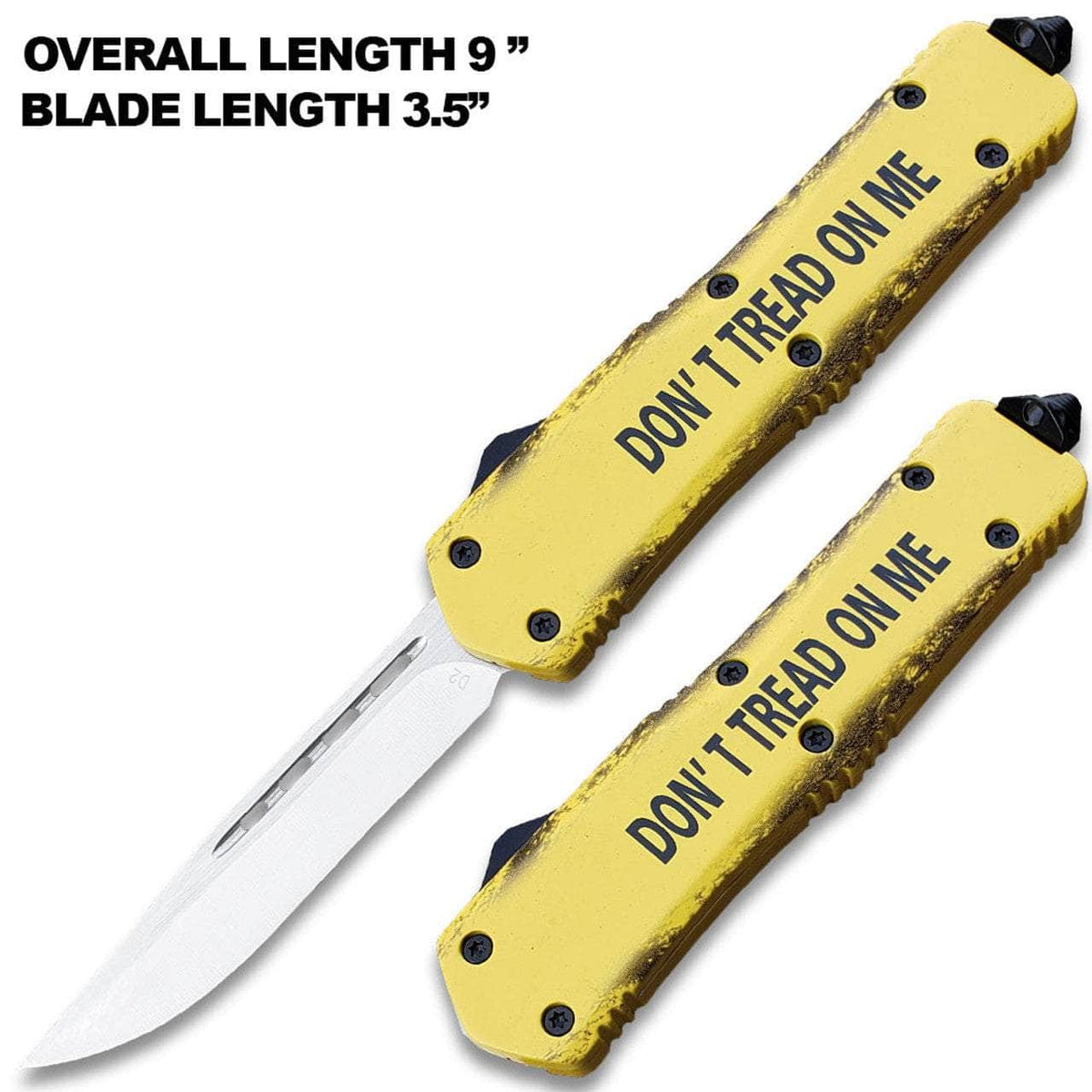DON'T TREAD ON ME! Drop Point OTF Knife - Clip Plain USA
OTFL-16YLW