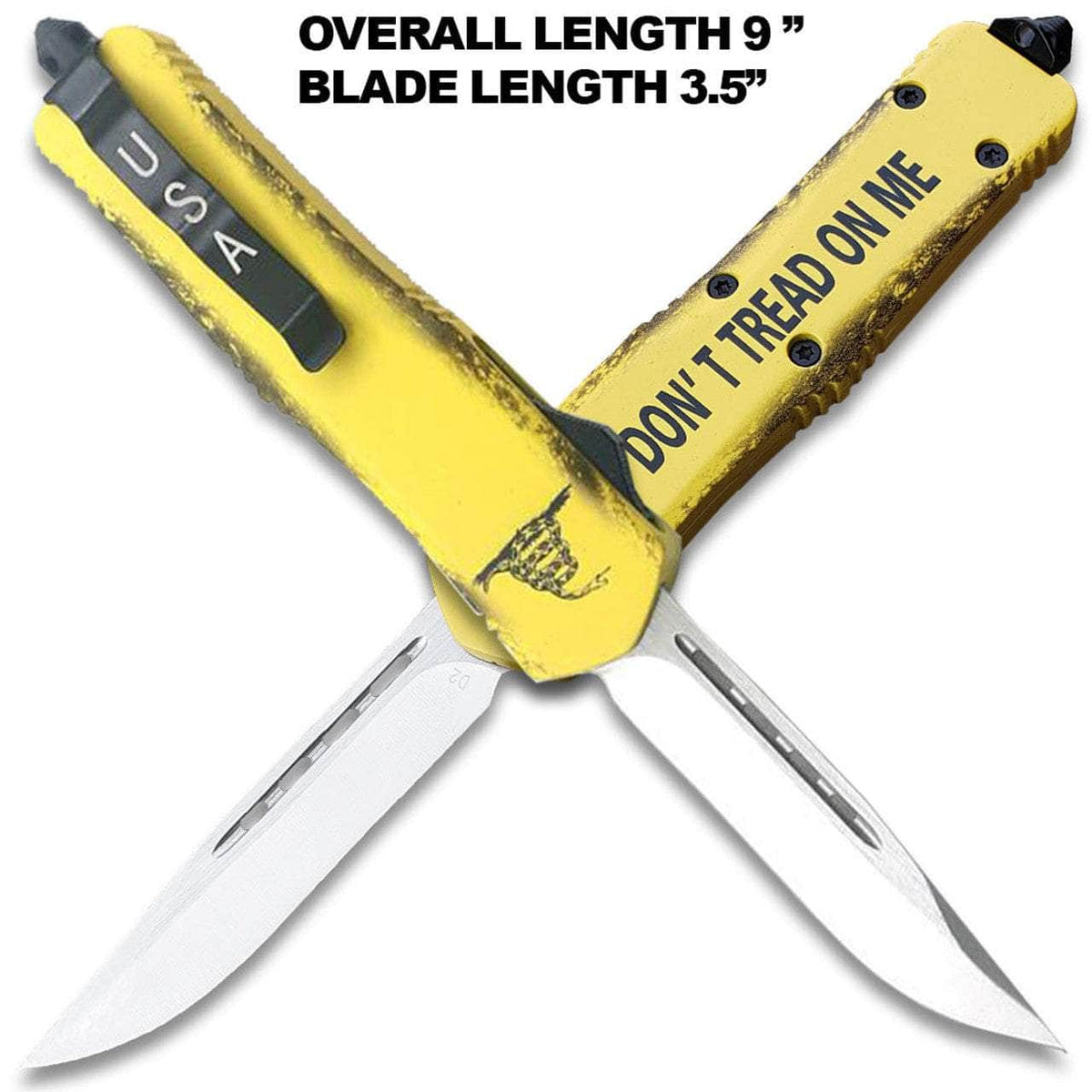 DON'T TREAD ON ME! Drop Point OTF Knife - Clip Plain USA
OTFL-16YLW