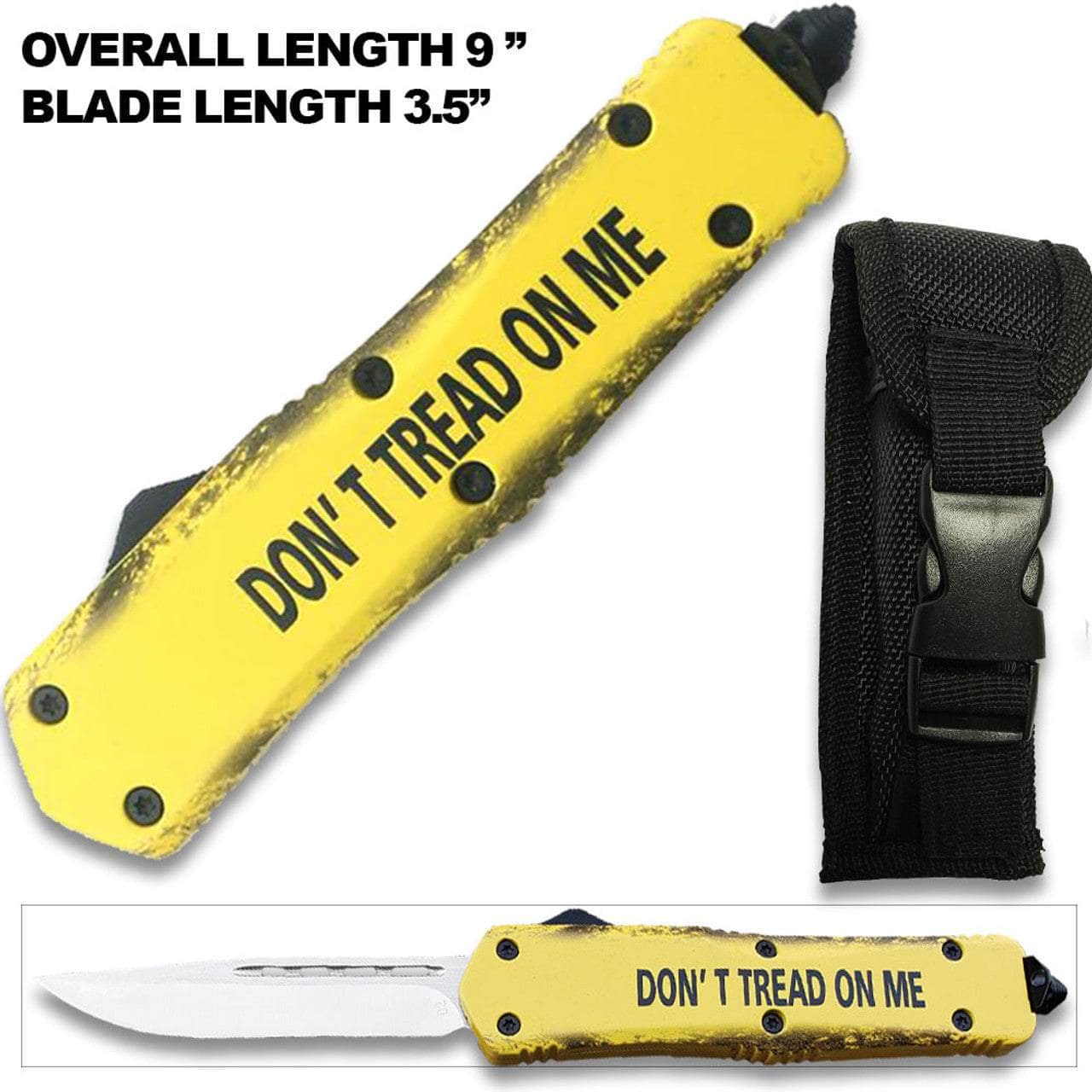 DON'T TREAD ON ME! Drop Point OTF Knife - Clip Plain USA
OTFL-16YLW