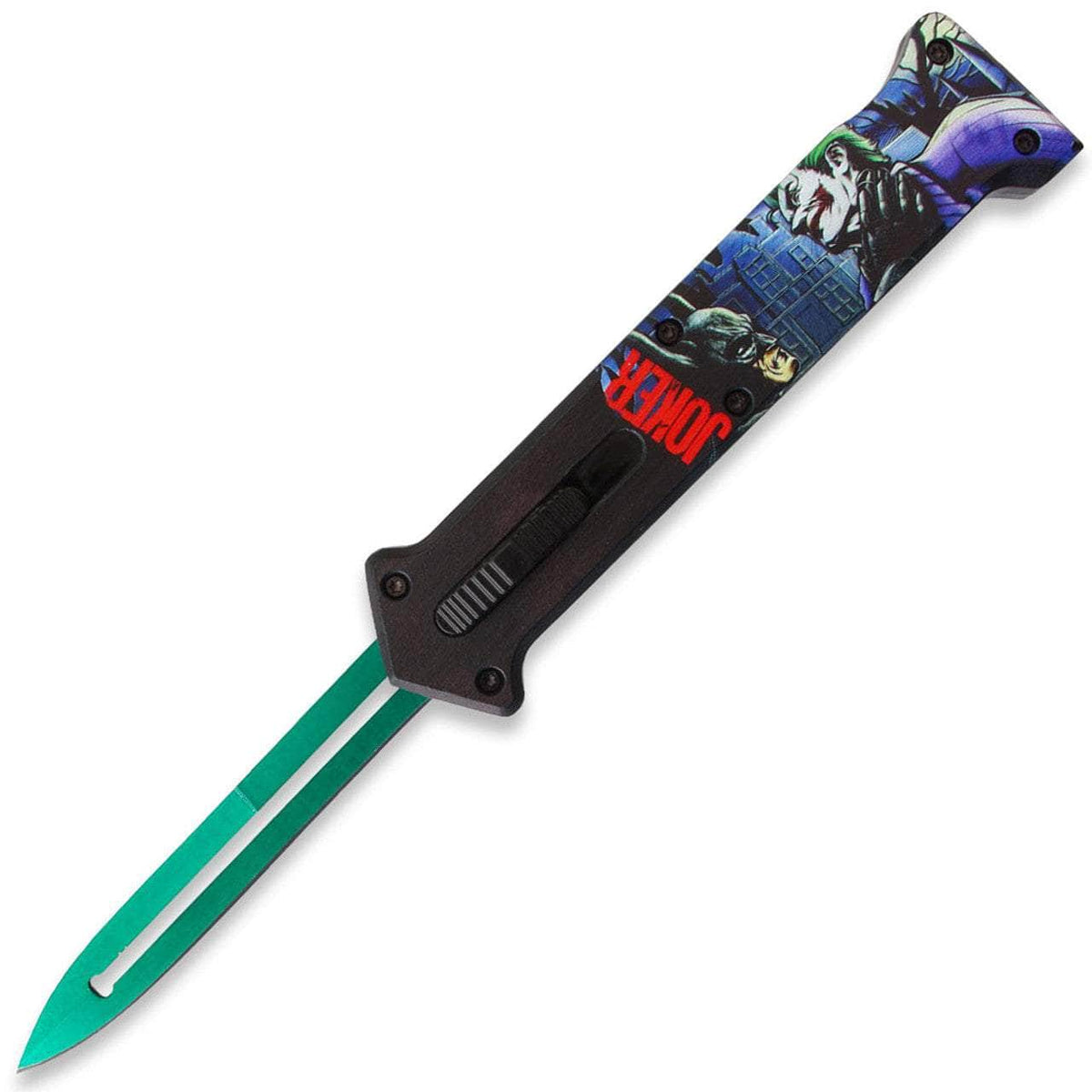 3 D Print Black Handle JOKER Green Single Edge Blade OTF Knife Out The Front Limited Edition OTFL-JO-05