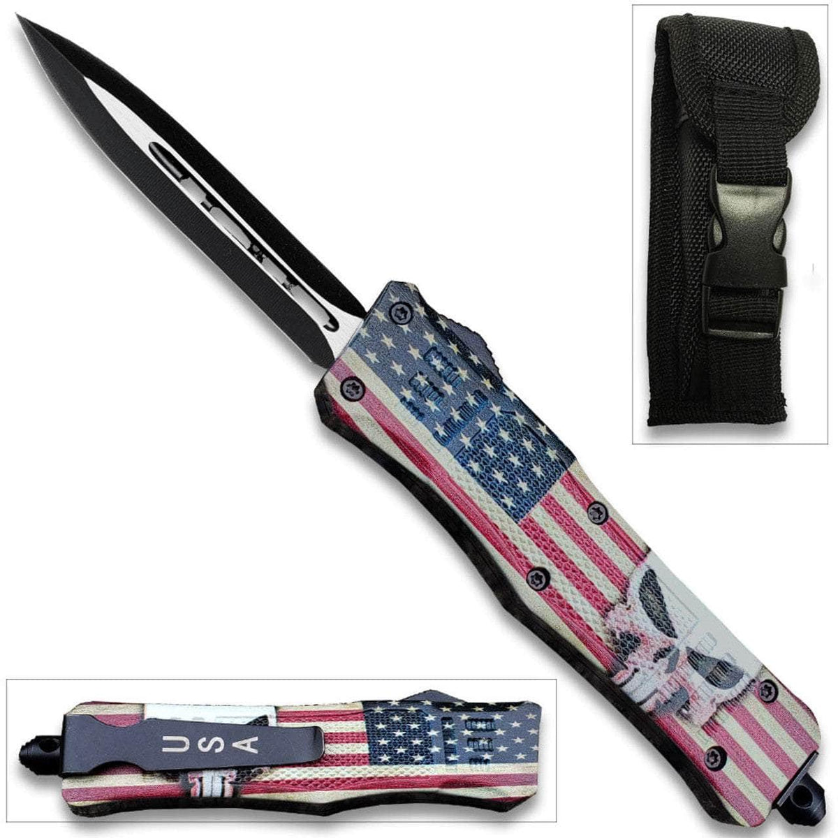 American Punisher Swift OTF Knife Double Edge Blade American Flag
OTFM-11PC