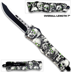 Zombie Skull OTF Knife with Green Eye