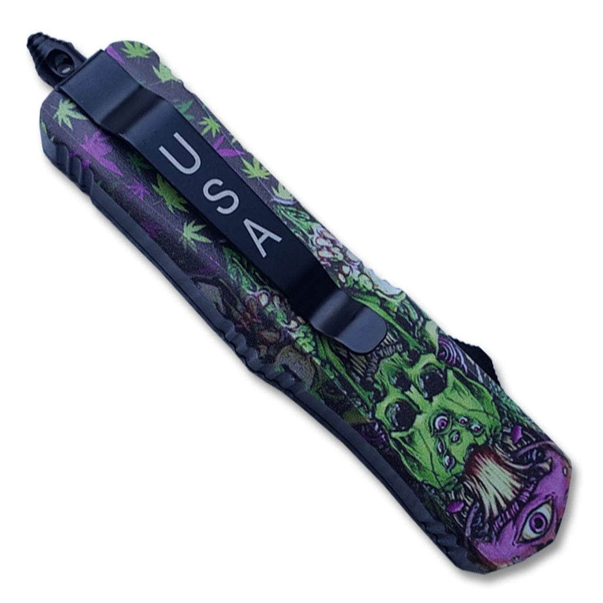 Green & Purple Skull Tanto Blade OTF Knife OTFM-22T