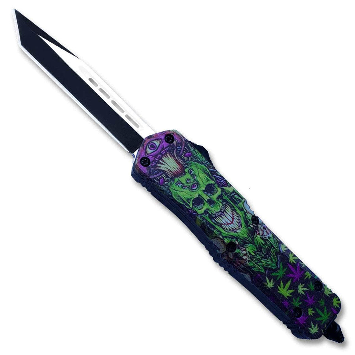 Green & Purple Skull Tanto Blade OTF Knife OTFM-22T