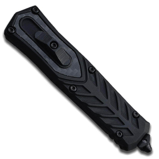 Delta OTF Carbon Fiber Black Double Edge Serrated Knife OTFM-40-1