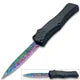 OTF Damascus Pattern Titanium Blade Double Edge Carbon Fiber Handle