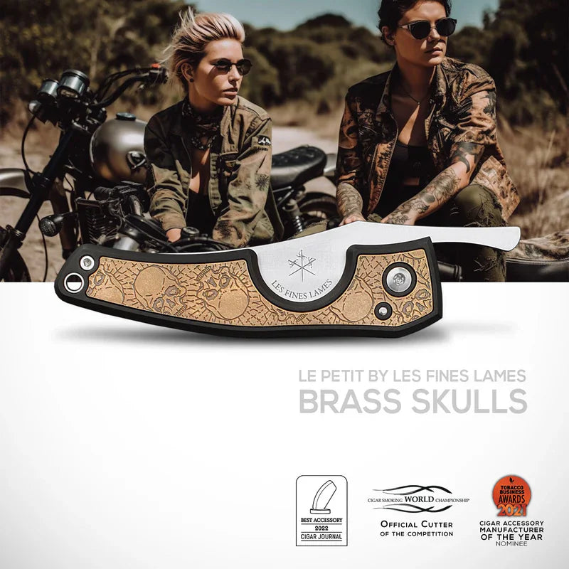 LePetit Cigar Cutter Knife – Brass Skulls
