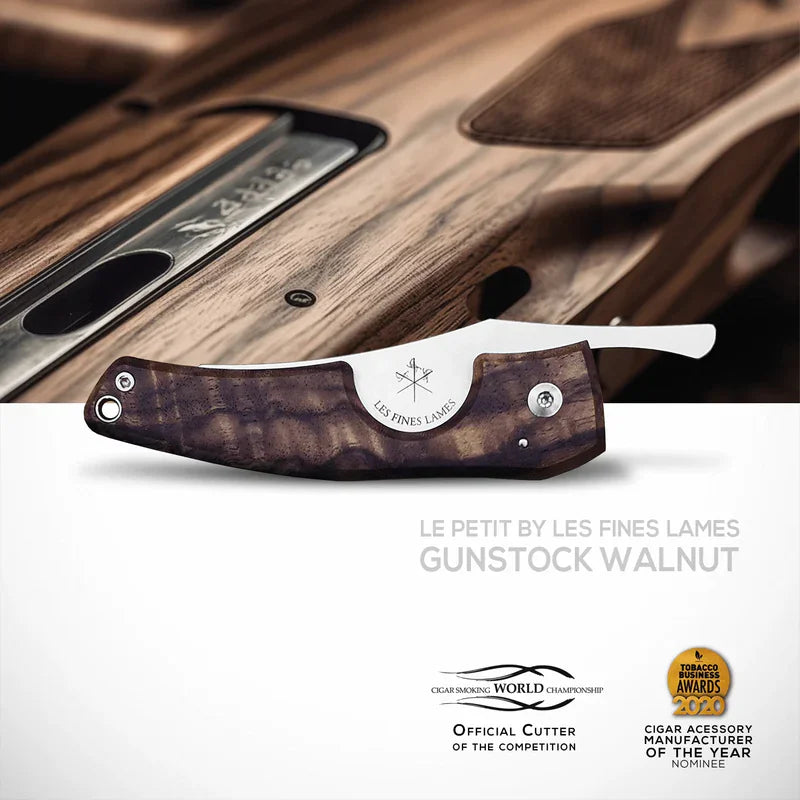 LePetit Cigar Cutter Knife – Gunstock Walnut Burl