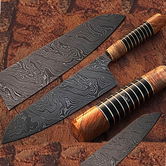 White Deer Damascus Steel Chef Knife Set, 2 Chef Knives - SDM-2192SET