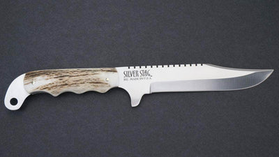 Silver Stag SideKick Pro, 6" D2 Steel Blade, Stag Handle, Sheath - SK60