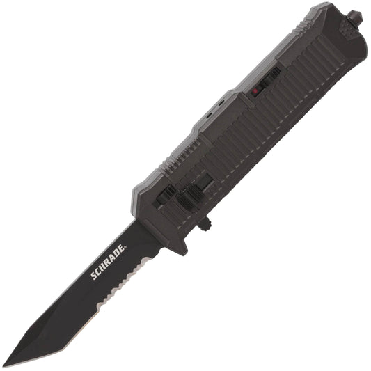 Schrade Viper Assisted OTF, 3.35" Tanto ComboEdge Blade, Aluminum Handle - SCHOTF8TBS