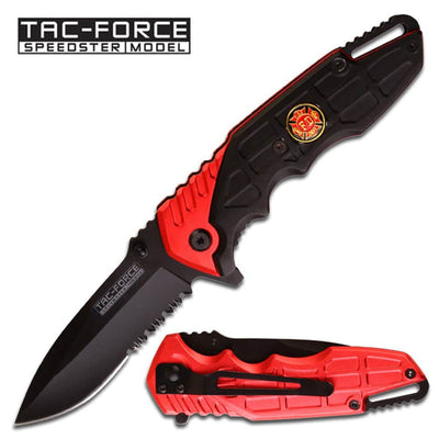 Tac Force Open Assist Fire Department Speedster Pocket Knife - TF-687FD