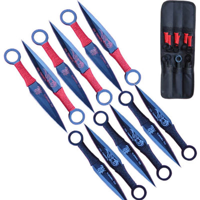 On Target Bullseye 12-Piece Target Throwing Knife Set, 6" Throwers, Sheath TK0076