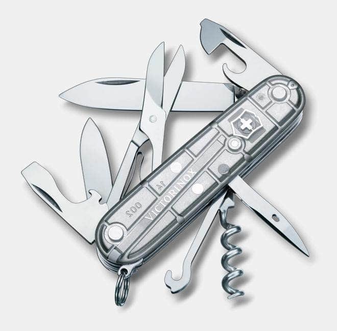 Victorinox Climber silver tech 91mm Swiss Army knife with tools shown