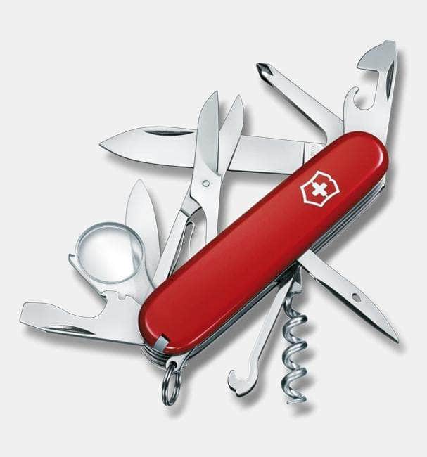 Victorinox Explorer red 91mm Swiss Army knife with tools shown