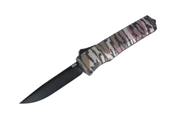 Tekto A5 Spry x Bottomland OTF Automatic Knife – 3.5" S35VN Drop Point, Mossy Oak Camo
