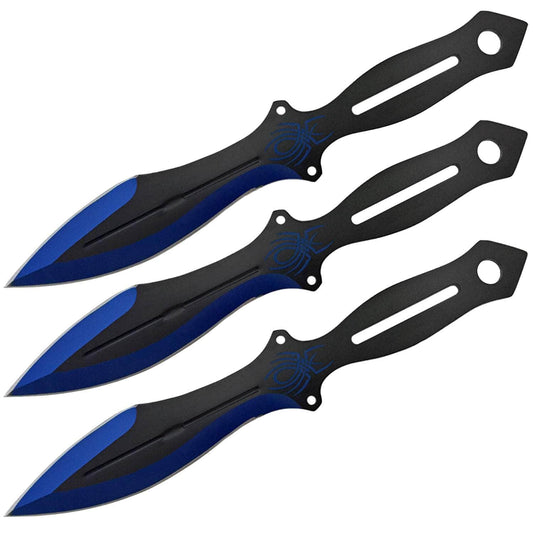 Akuma Arachnid Demon Ninja Throwing Knives, 3 9" Throwers, Sheath