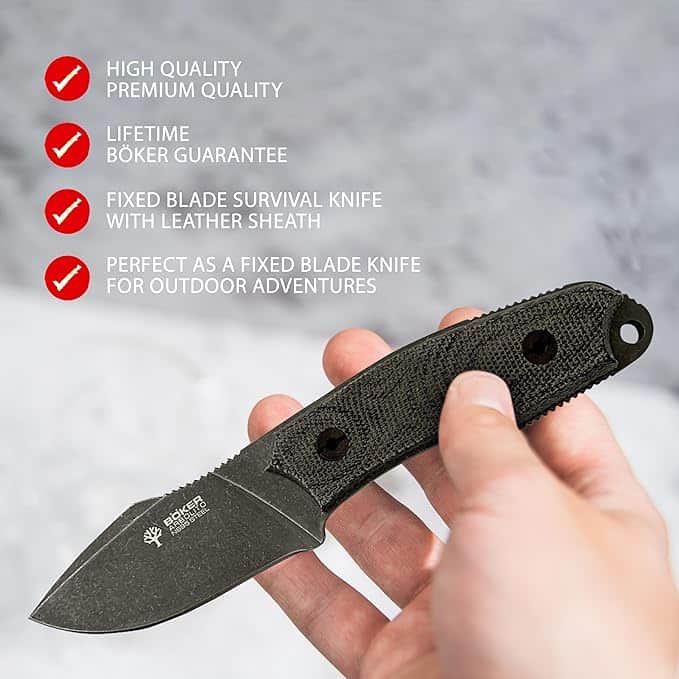 Boker Arbolito El Héroe Fixed Blade Knife, 2.95" N695 Blade, Micarta Handle (02BA371M)