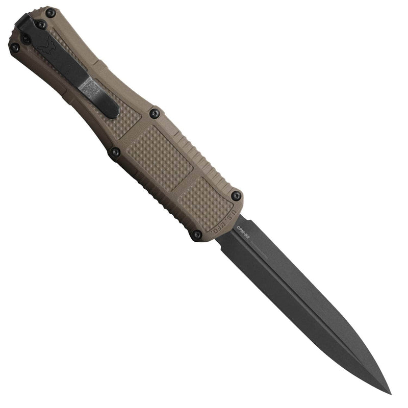 Benchmade Claymore OTF Auto, 3.89" D2 Plain Blade, Ranger Green Grivory Handle - 3370GY-1