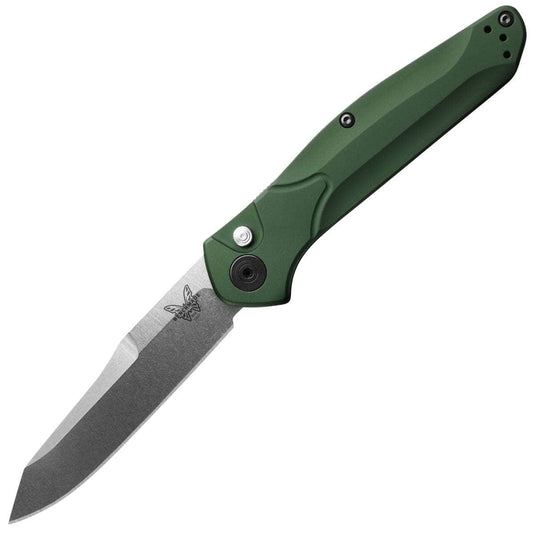 Benchmade 9400 Osborne Auto, 3.4" S30V Satin Blade, Green Aluminum Handle